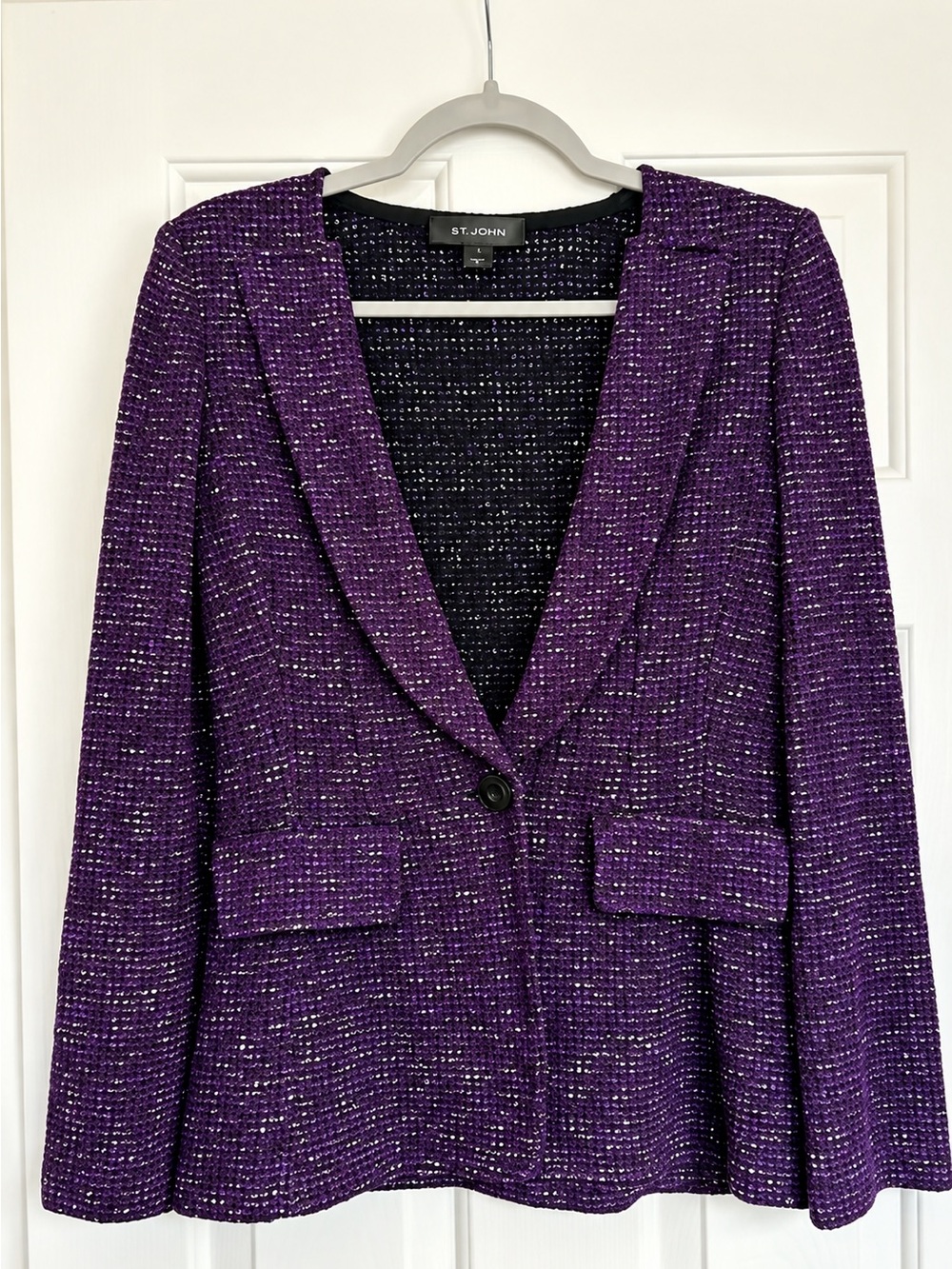 ST.JOHN deep purple tweed preppy blazer size 2